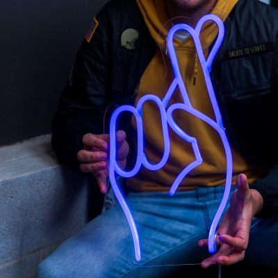 Fingers Crossed Emoji Light Sign