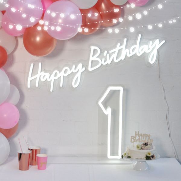 Large LED Neon Number 1 Sign Dimmable 10 x 18 Inches Numbers Night Light for First Birthday Party Wedding Anniversary Event Wall Decor Birthday