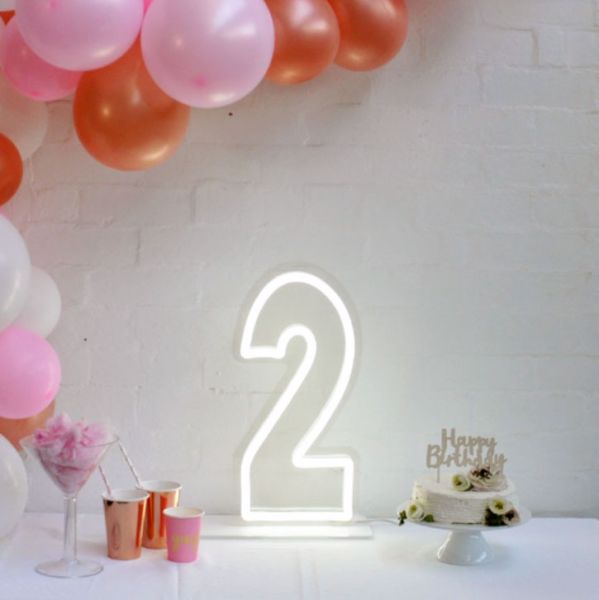 * 2 * Neon Number Sign for Birthday Parties, Anniversaries & Events - photo from CustomNeon.com