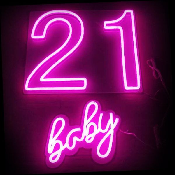 21 Baby * LED Neon Sign for 21st Birthday Party