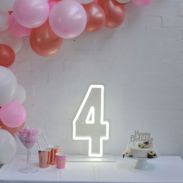 * 4 * Neon Light for 4th Birthday Party / Anniversary - photo from CustomNeon.com