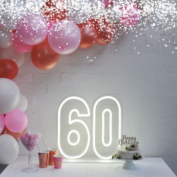 Neon Light for 60th Birthday Party / Anniversary - photo CustomNeon.com
