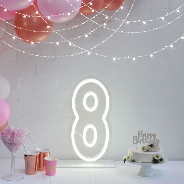 LED Neon Light for 8th Birthday Party / Anniversary - photo CustomNeon.com
