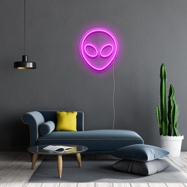 Alien Face Neon Sign: pre-designed LED neon art from Custom Neon®