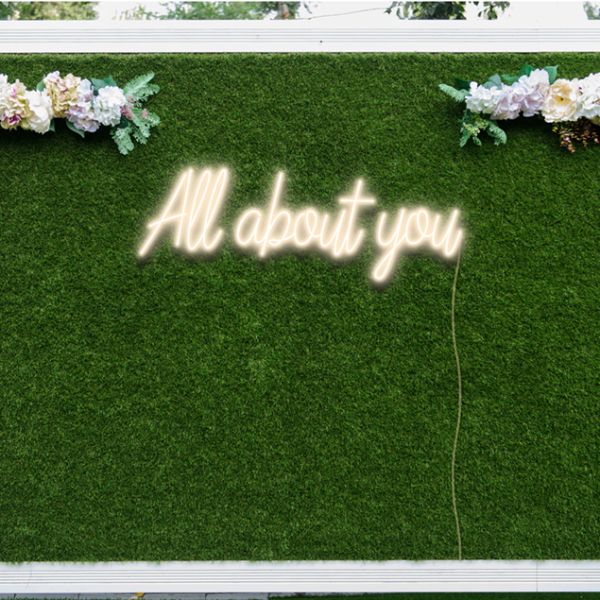 All About You Faux Neon Sign for beauty salons, cafes or home décor - design by Custom Neon