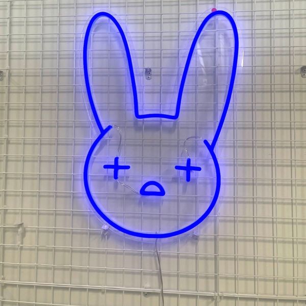 Bad Bunny emoji style LED neon sign in dark blue - by Custom Neon®
