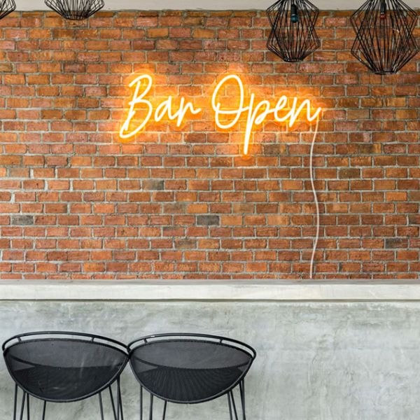 Faux Neon Bar Open Sign pre-designed light-up wall art from Custom Neon®