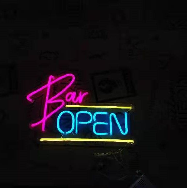 Bar Open LED neon sign shown turned on - made by Custom Neon®