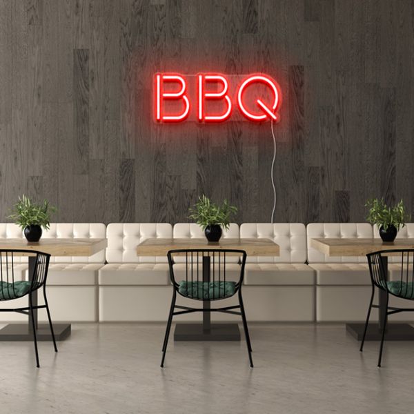 Blocky BBQ Neon Sign pre-designed light-up wall art from Custom Neon®