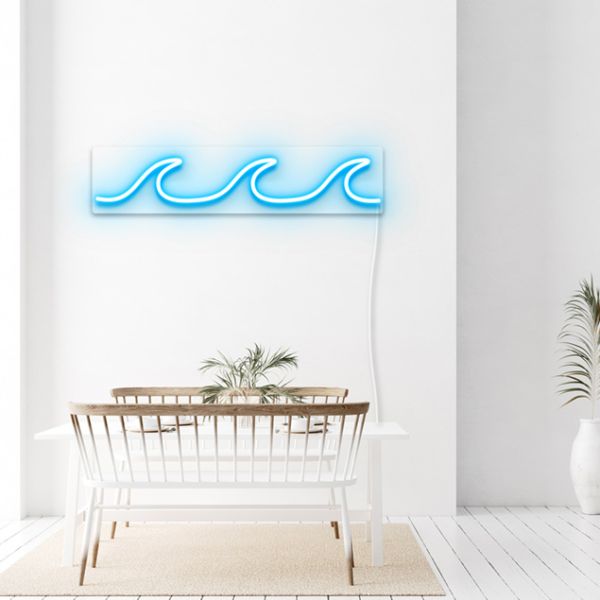 Beach Waves LED Light Sign for Coastal Cafe or Beachy Bedroom Decor