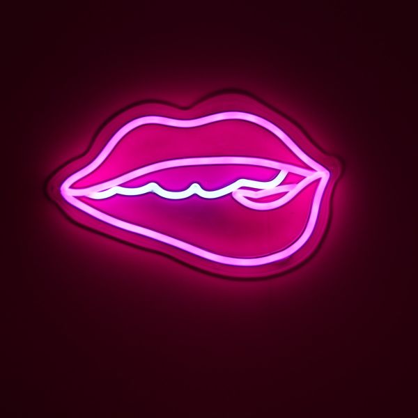 Bite Lips Custom Neon® art in pink and white