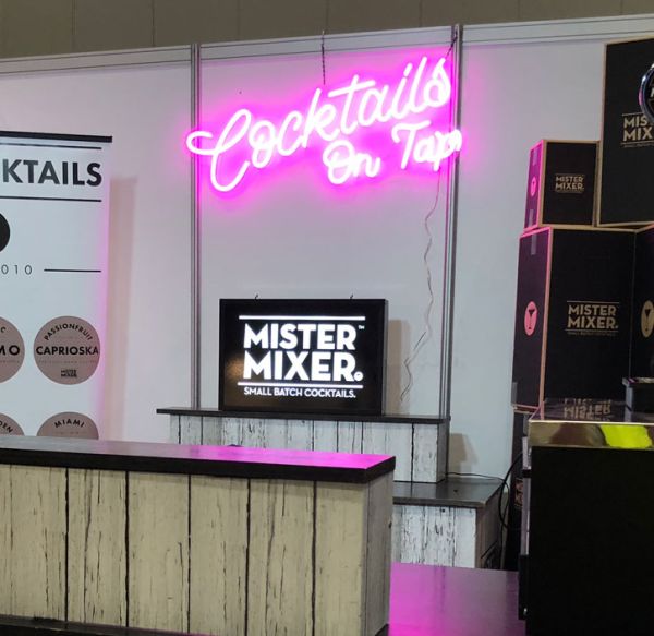 Neon Cocktail Sign * Cocktails on Tap * at trade show - photo from Custom Neon (formerly Neon Collective)