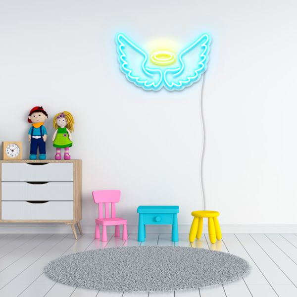 Faux Neon Angel Wings + Halo: pre-designed LED neon art from Custom Neon®