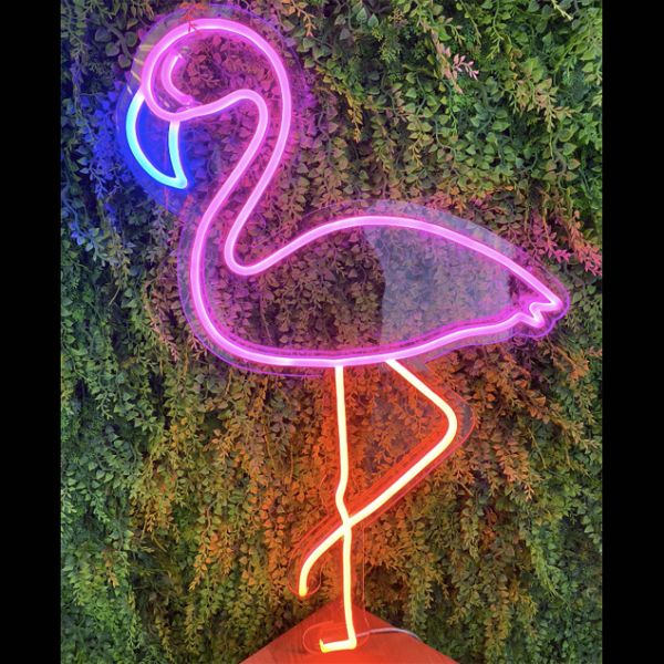 pink flamingo neon sign