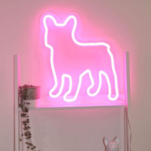 LED Neon home decor - French Bulldog shown here in pink  - from Custom Neon®
