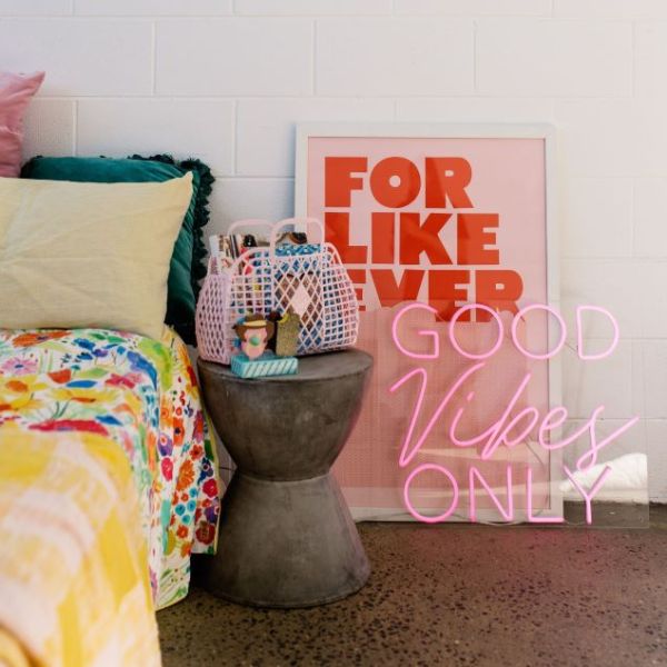 Blue Good Vibes Neon Sign - Neon Lights for Bedroom LED Neon Signs for Wall  Deco
