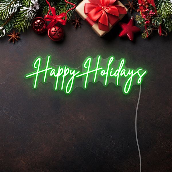 Happy Holidays Light Up Sign in Green by CUSTOM NEON®