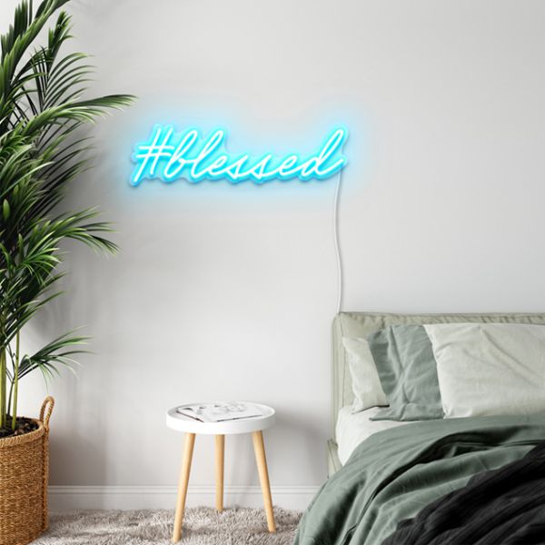 Blessed Trendy Light Up Word Sign by Custom Neon for Home & Cafe