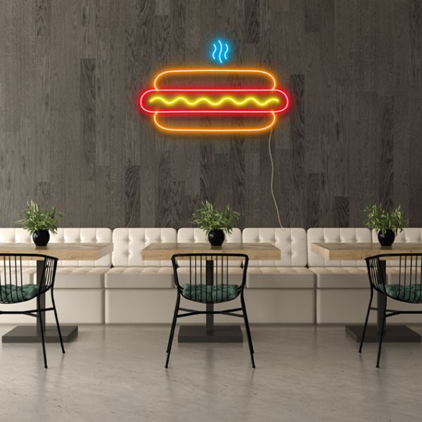Hotdog with Mustard pre-designed light-up wall art from Custom Neon®
