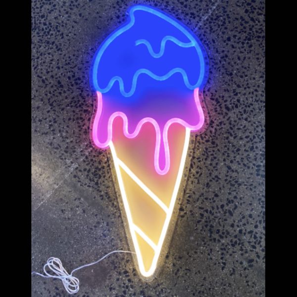 Ice cream cone in multicoloured LED neon lights - photos from CustomNeon.co.uk