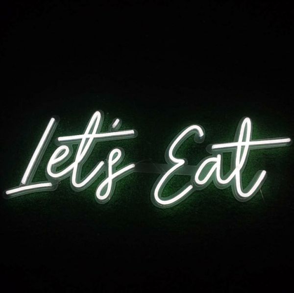 Let's Eat LED Neon Look Sign for Cafe & Kitchen Decor - photo CustomNeon.co.uk