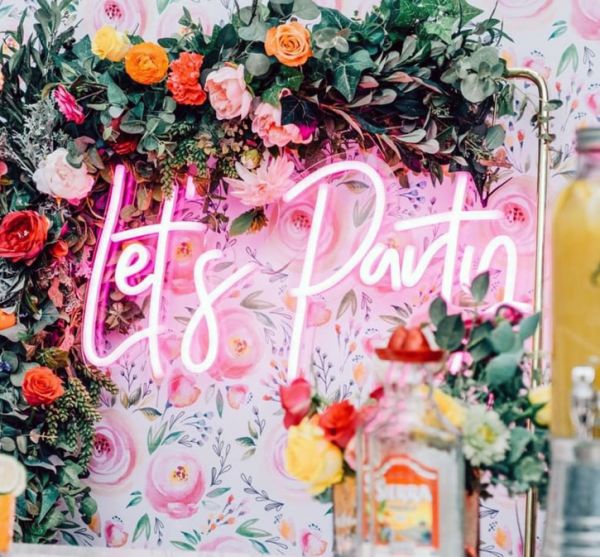 Let's Party Neon Pink Neon Light Wall Decor Sale