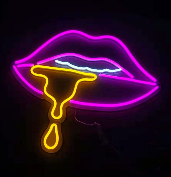 Neon Lips Light | Multi-colored LED Neon Light Art for Sale