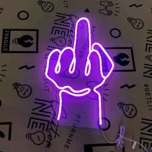 F*#k You LED Neon Sign Funny Up Your Middle Finger Lighting Mantra Rude Wall