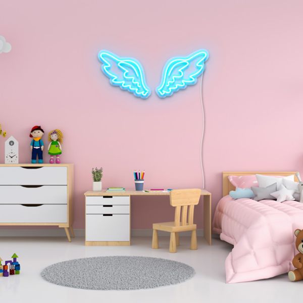 Modern Angel Wings Neon Sign: pre-designed LED neon art from Custom Neon®
