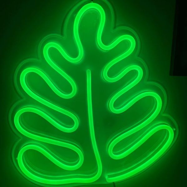 Monstera Leaf Neon Light shown in dark green by by Custom Neon®