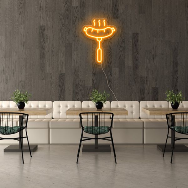 Neon Look Sausage on a Fork: pre-designed LED neon art from Custom Neon®
