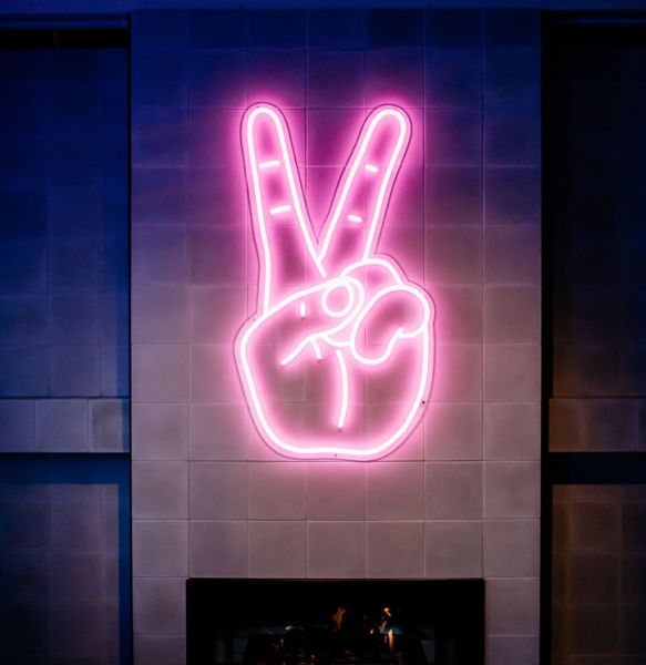 LED Neon Peace Sign Wall Art  Large Aesthetic Neon Lights for Sale