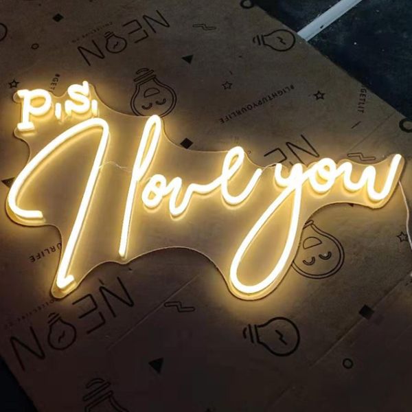 PS I Love You LED neon flex sign in warm white - from Custom Neon