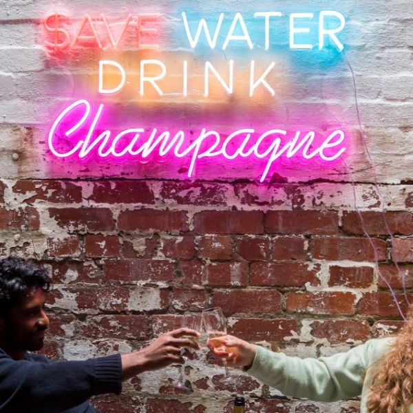 Save Water Drink Champagne neon light sign in 4 colors @customneon