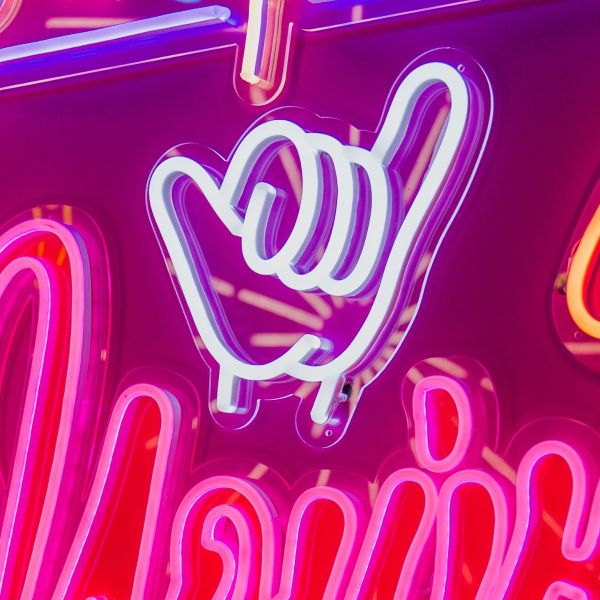 Hang Loose Neon Hand Sign  Surf Culture Art by Custom Neon®
