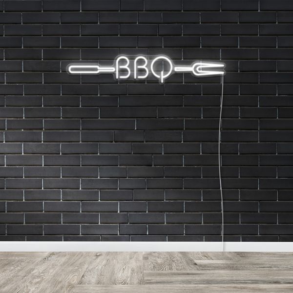 LED Neon BBQ Fork pre-designed light-up wall art from Custom Neon®