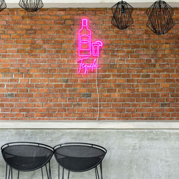 Tequila Bottle & Shot Glass pre-designed light-up wall art from Custom Neon®