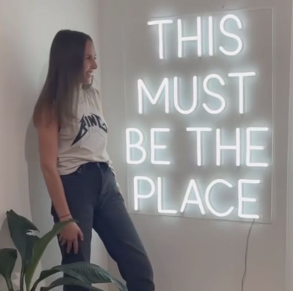 This Must Be The Place Custom Neon® wall light shown in white