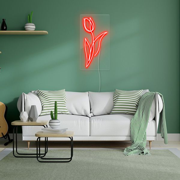 Line Art Tulip Light Sign pre-designed light-up wall art from Custom Neon®