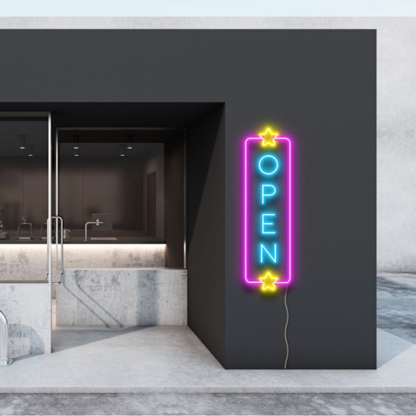 Buy Vertical Outdoor LED Open Sign with Stars Custom Neon®
