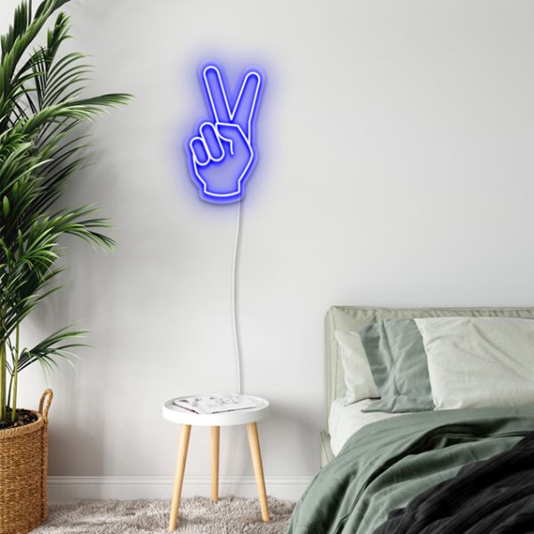 Victory Hand Emoji pre-designed light-up wall art from Custom Neon®