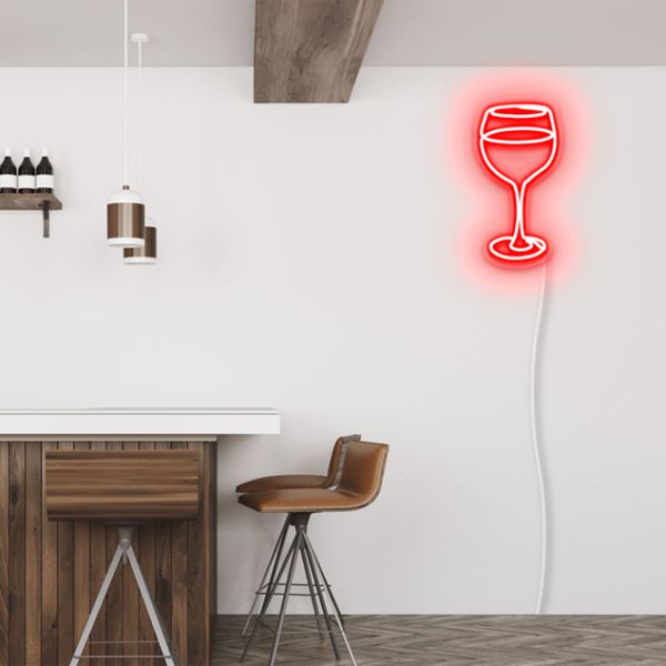 Wine Glass Light Sign pre-designed light-up wall art from Custom Neon®