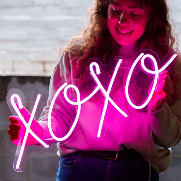 XOXO faux neon light in pink by Custom Neon®