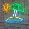 Custom Neon® Beach Dayz LED neon art with a green beach umbrella blue waves and yellow sunshine
