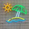 LED neon beach umbrella on an island with sunshine from Custom Neon®