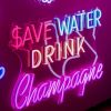 Save Water Drink Champagne multi colored LEDneon bar sign @customneon