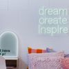 Dream Create Inspire mint green LED neon sign in dorm room - made by CUSTOM NEON®