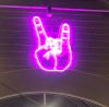 Peace Sign / Sign of the Horns Alternating Neon Sign - photos CustomNeon.com