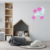 Neon poodle with bow in white and pink LED flex shown as bedroom wall art from CustomNeon.co.uk