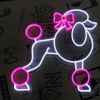 Neon poodle with bow in white and pink LED flex from CustomNeon.co.uk